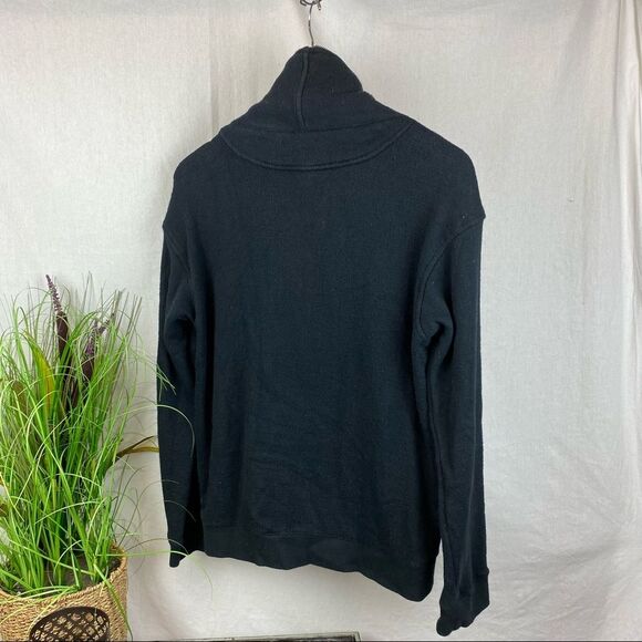 Armani Exchange Black Logo Chest Terry Zip Up Athletic Sport Collarless Jacket - Picture 3 of 7